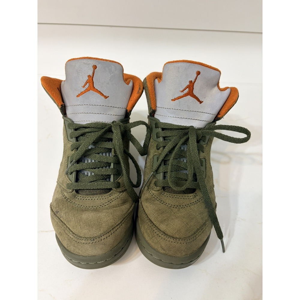 Nike Air Jordan 5 Retro Olive Army-Solar Orange Kids 440889-308 Youth Size 2.5